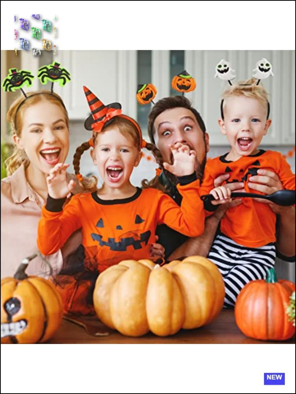 Halloween Headbands 6-Pack Ghost Bat Spider Pumpkin Devil Eyeball Costume Hair